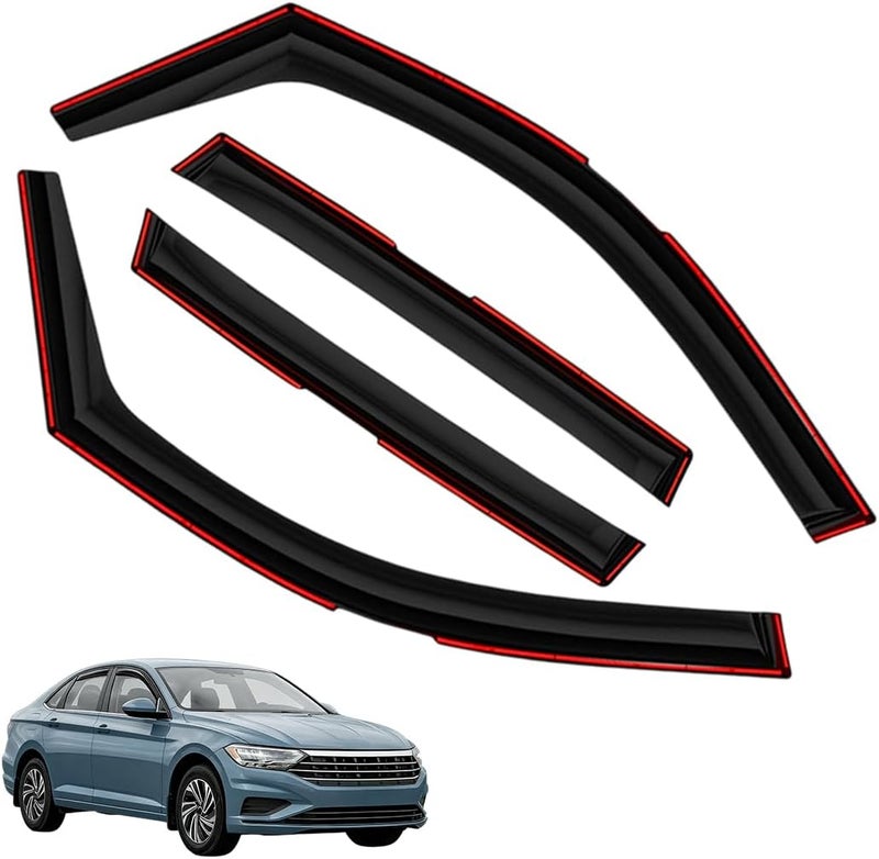 LONGKEES Window Visors Rain Guards FIT 2019–2025 Volkswagen Jetta – in-Channel Vent Deflectors 4PC Set All-Weather - Image 1